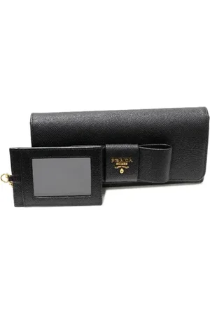 Prada Pre-owned, Dames, Zwart, ONE Size, Leer, Tweedehands leren portemonnees