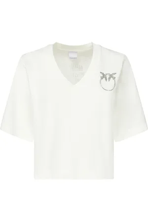 Pinko Tops, Dames, Wit, M, Witte Trapeze Silhouet T-shirts en Polos