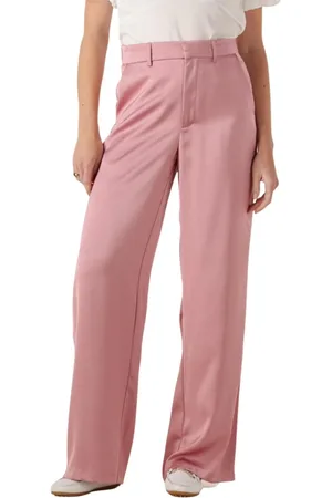 Neo Noir Broeken, Dames, Roze, L, Roze Sateen Broek voor Zonnige Dagen