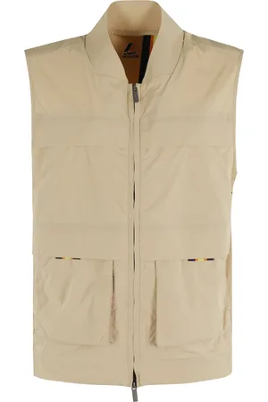 K-Way Jassen, Heren, Bruin, S, Nylon, Beige Nylon Gilet met Ritssluiting