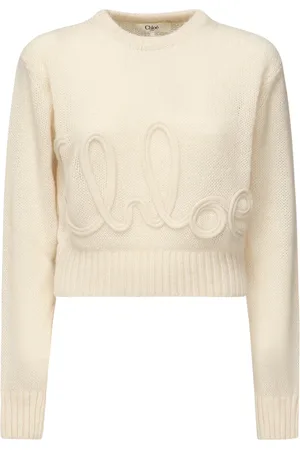 Chloé Truien, Dames, , M, Witte Sweater met Geborduurd Logo