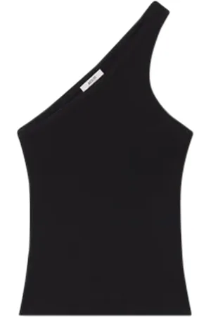 AGOLDE Tops, Dames, Zwart, XS, Katoen, Zwarte One Shoulder Tank Top