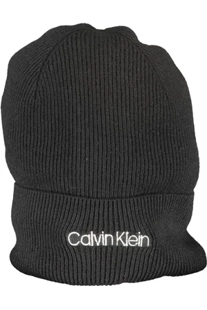 Calvin Klein Accessoires, Dames, Zwart, ONE Size, Wol, Zwarte Wol Geborduurd Logo Pet