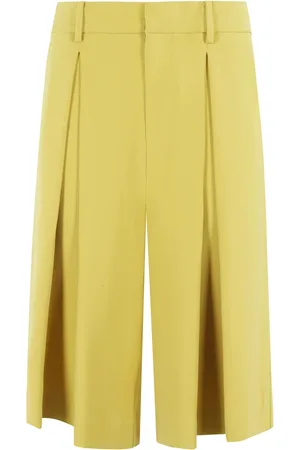 Isabelle Blanche Korte broeken, Dames, Geel, S, Katoen, Gele Bermuda Shorts met Taillelussen