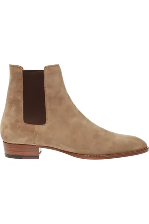 Saint Laurent Schoenen, Heren, Bruin, 41 EU, Suède, Verfijnde suède Chelsea boots met hak