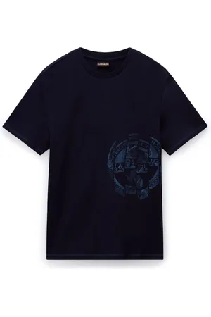Napapijri Tops, Heren, Blauw, S, Katoen, Katoenen T-shirt met korte mouwen voor heren