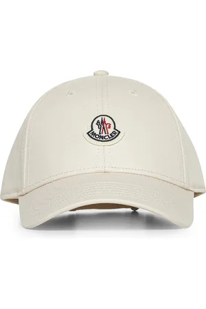Moncler Accessoires, Dames, Wit, ONE Size, Katoen, Wit Logo Patch Gebogen Top Hoed