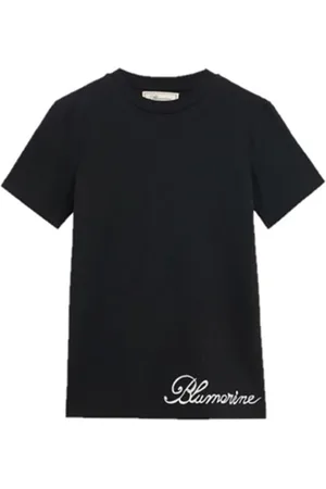 BLUMARINE Tops, Dames, Zwart, S, Katoen, Gedrukte T-shirt Collectie