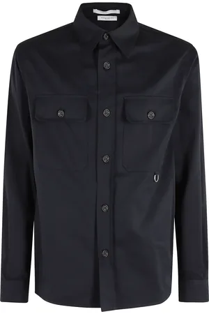 Paolo Pecora Overhemden, Heren, Blauw, L, Katoen, Blauwe gabardine overhemd met puntkraag