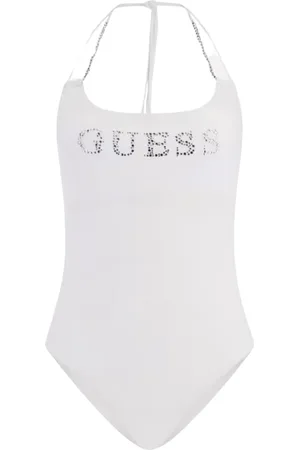 Guess Badkleding, Dames, Wit, L, Polyester, Logo Badpak met Verwijderbare Vulling