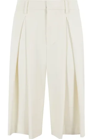 Isabelle Blanche Korte broeken, Dames, Wit, S, Katoen, Bermuda Shorts met knoop en rits