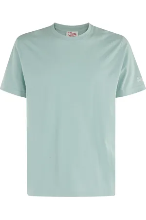 MC2 SAINT BARTH Tops, Heren, Groen, 2Xl, Katoen, Groene Geribbelde Ronde Hals Korte Mouw T-Shirt
