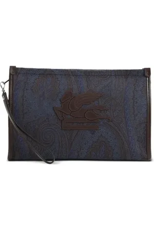 Etro Tassen, Heren, Blauw, ONE Size, Katoen, Blauwe Leren Crossbody Tas