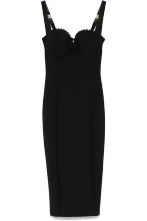 Elisabetta Franchi Kleedjes, Dames, Zwart, XL, Polyester, Zwarte jurk met hartvormige halslijn en rits