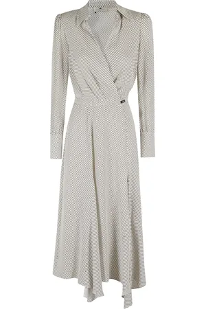 Elisabetta Franchi Kleedjes, Dames, Wit, S, Polka Dot Midi Jurk Boter Geel
