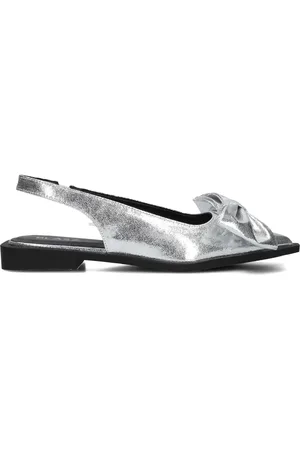 Blasz Schoenen, Dames, Grijs, 40 EU, Linnen, Zilveren Slingbacks voor Stijlvolle Zomer