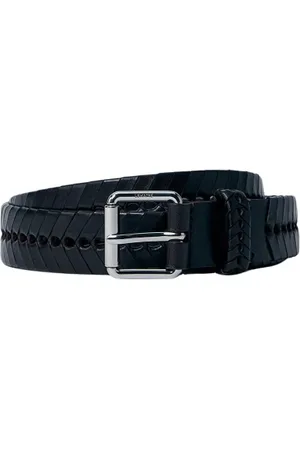 LEMAIRE Accessoires, Heren, Zwart, 85 CM, Leer, Leren Gevlochten Riem Gesp Sluiting