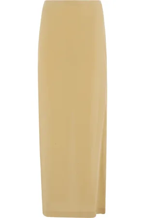 ALYSI Rokken, Dames, , XS, Graankleurige Zijden Midi Rok