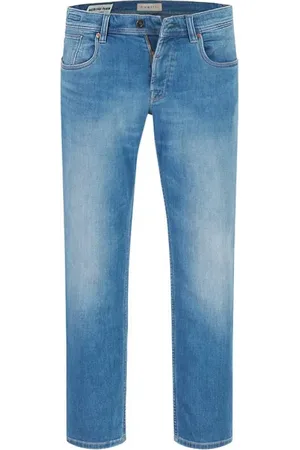 Bugatti Jeans, Heren, Blauw, W33 L34, Katoen, Blauwe elastische herenjeans met versleten effect