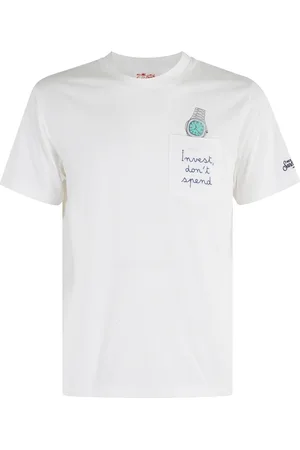 MC2 SAINT BARTH Tops, Heren, Wit, 2Xl, Katoen, Witte T-Shirt met Zak Austin Korte Mouw