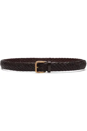 Brunello Cucinelli Accessoires, Heren, Bruin, 105 CM, Leren Riem