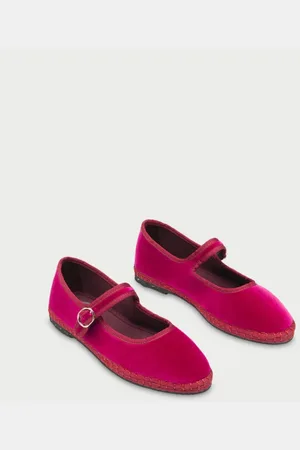 Flabelus Schoenen, Dames, Roze, 37 EU, Katoen, Fluwelen Mary Jane Schoenen in Fuchsia