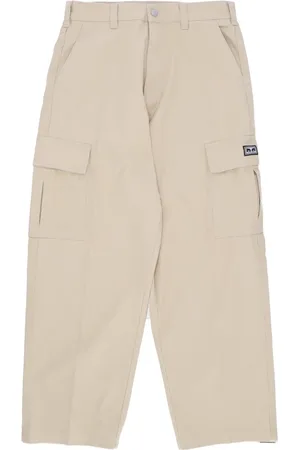 Obey Broeken, Heren, Grijs, W30, Katoen, Cargo Broek Zilver Grijs Lange Twill