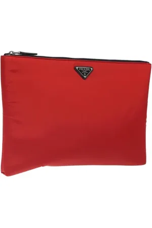 Prada Pre-owned, Dames, Rood, ONE Size, Nylon, Pre-owned Nylon clutches