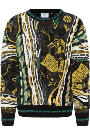 Carlo Colucci Truien, Heren, Veelkleurig, M, Moderne 3D Jacquard Sweater