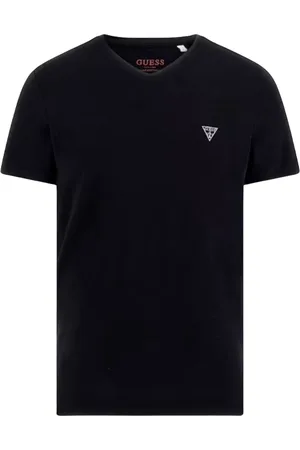 Guess Tops, Heren, Zwart, L, Katoen, Caleb Hero V-Neck T-Shirt