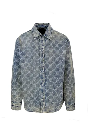 Daily paper Overhemden, Heren, Blauw, L, Denim, Blauw Shield Laser Denim Overhemd