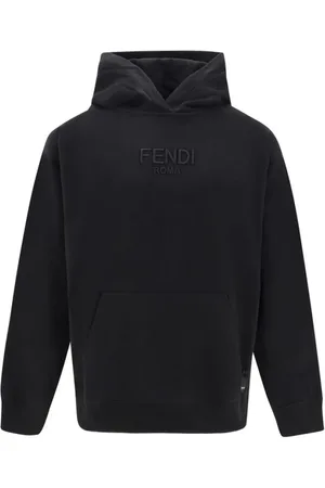 Fendi Sweatshirts & Hoodies, Heren, Zwart, M, Katoen, Monogram Hoodie met Kangoeroezak