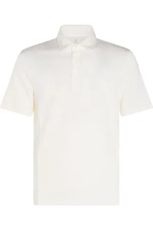 Brunello Cucinelli Tops, Heren, Wit, M, Witte Korte Mouw Knopen Trui
