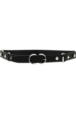 Pinko Accessoires, Dames, Zwart, S, Stijlvolle Leren Riem met Gouden Gesp