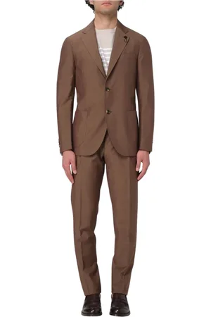 LARDINI Pakken, Heren, Bruin, M, Tweed, Elegant Bruin Tweedelig Pak