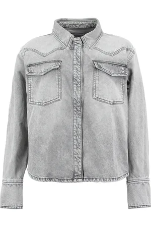 Icon Denim Jassen, Dames, Grijs, M, Denim, Lichtgrijze Denim Shirt