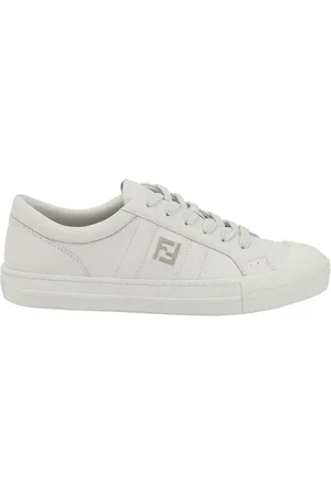 Fendi Schoenen, Heren, Wit, 43 EU, Iconische Logo Leren Sneakers Verstelbare Pasvorm