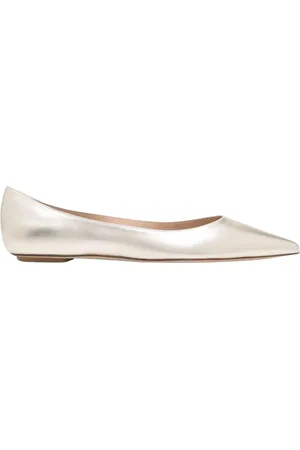 Stuart Weitzman Schoenen, Dames, Geel, 36 EU, Leer, Gouden Ballet Flats Comfort Stijl