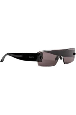 Alaïa Accessoires, unisex, Zwart, ONE Size, Rechthoekige Metalen Zonnebril