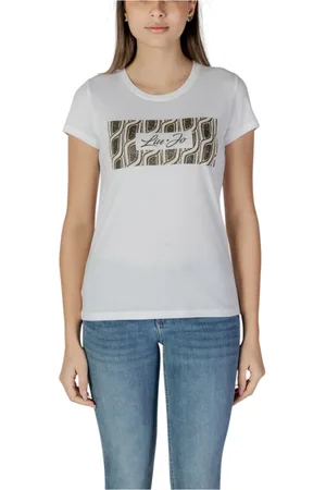Liu Jo Tops, Dames, Wit, XS, Katoen, Katoenen T-shirt met Korte Mouwen
