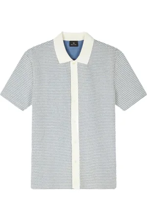 Paul Smith Overhemden, Heren, Blauw, M, Katoen, Polo Shirt met Knopen Blauw/Wit