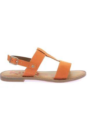 Kickers Schoenen, Dames, Oranje, 40 EU, Leer, Comfort Sandalen Kick Dines