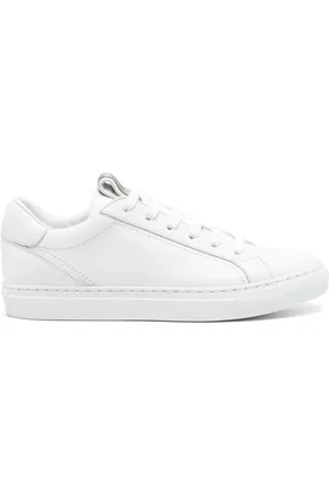 Brunello Cucinelli Schoenen, Dames, Wit, 39 EU, Witte Leren Sneakers met Monili Ketting
