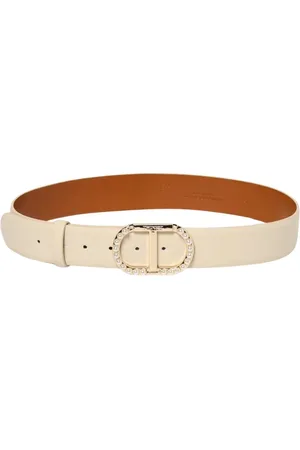 Twin-Set Accessoires, Dames, , M, Leer, Elegante Parel Leren Riem