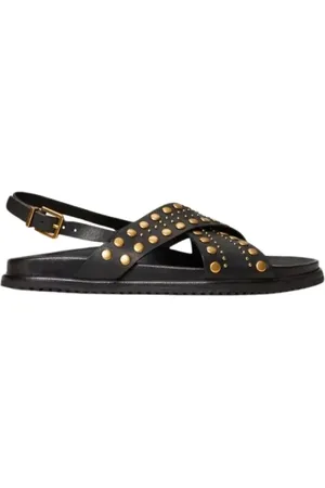Twin-Set Schoenen, Dames, Zwart, 40 EU, Studded Leren Sandalen