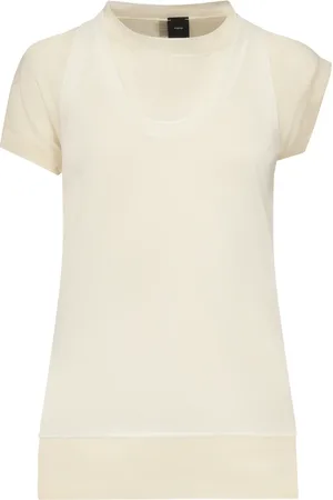 Pinko Truien, Dames, Wit, M, Katoen, Witte Katoenen Crepe Sweater