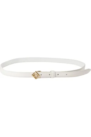 Fendi Accessoires, Dames, Wit, 90 CM, Leer, Zwarte Leren Riem met Gesp