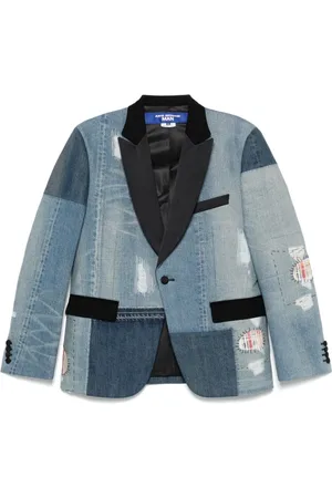JUNYA WATANABE Jassen, Heren, Blauw, M, Blauwe knoopsluiting buitenkleding met zakken
