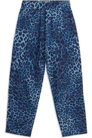 A PAPER KID Broeken, Heren, Blauw, M, Katoen, Dierenprint Elastische Taille Broek