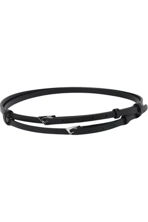 The Attico Accessoires, Dames, Zwart, ONE Size, Zwart Leren Dubbele Gesp Riem